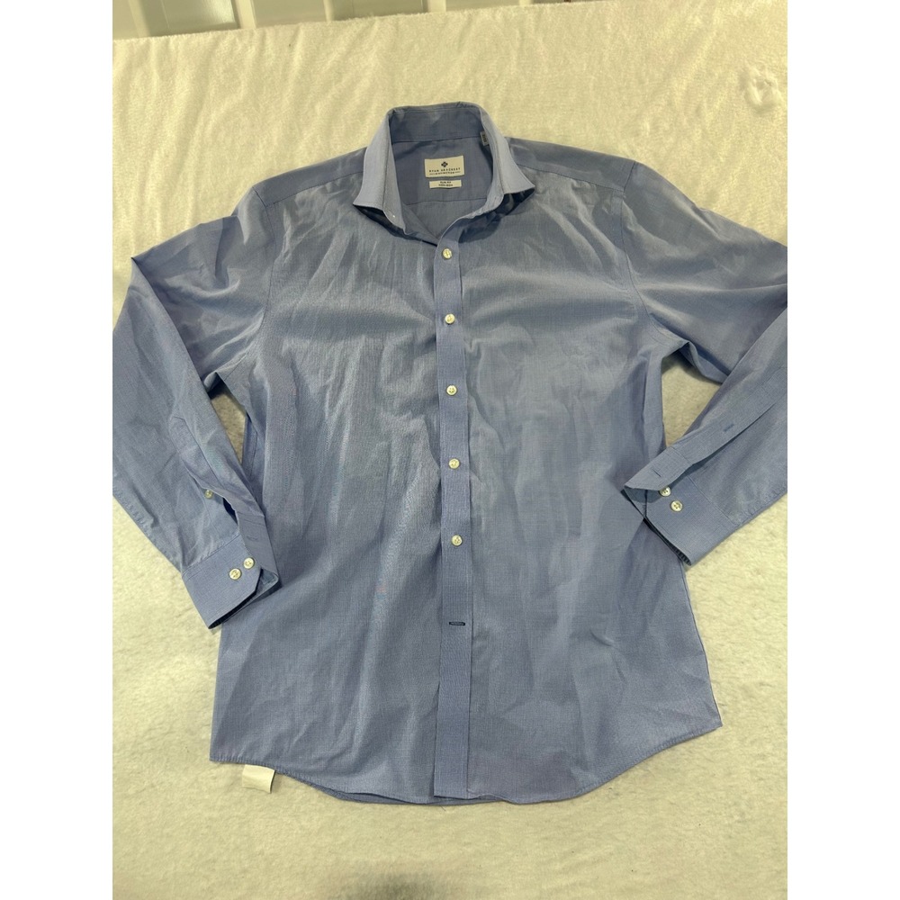 Ryan Seacrest Distinction Mens Slim Fit Non-Iron Dress‎ Shirt Blue 15.5 32/33